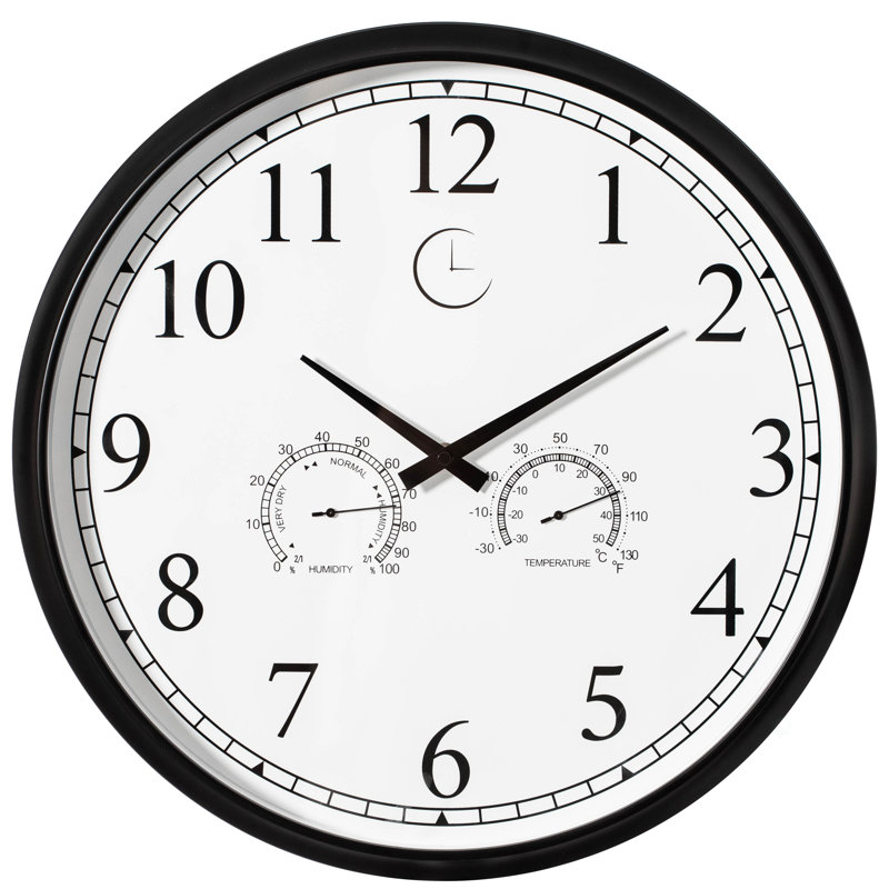 Alcott Hill® 18-inch Large Outdoor Wall Clock Thermometer Combo